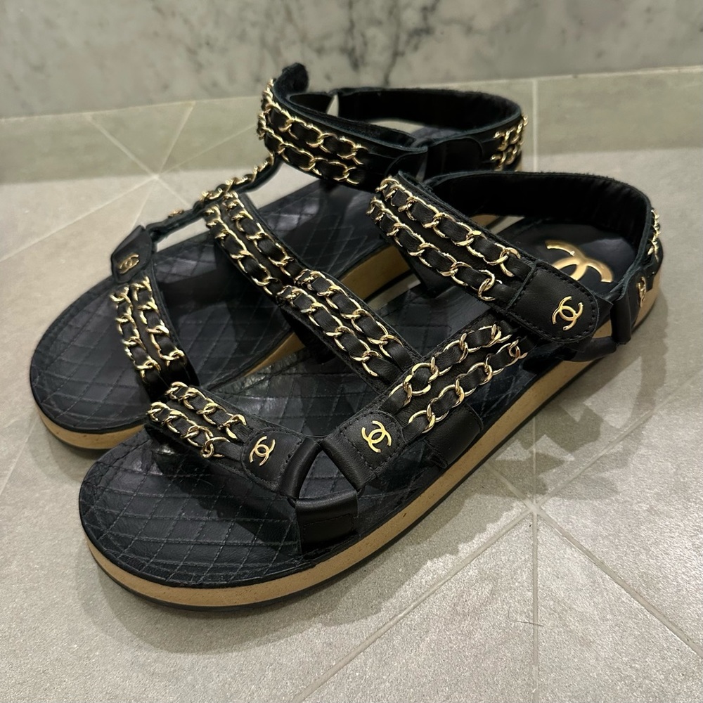 Chanel chain teva dad sandals black 38.5 - Picture 2 of 6